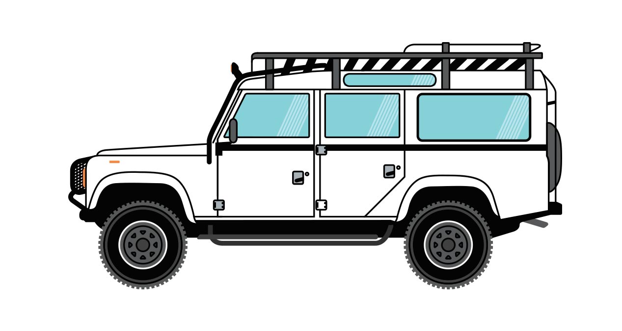 vector de una camioneta Jeep blanca de perfil